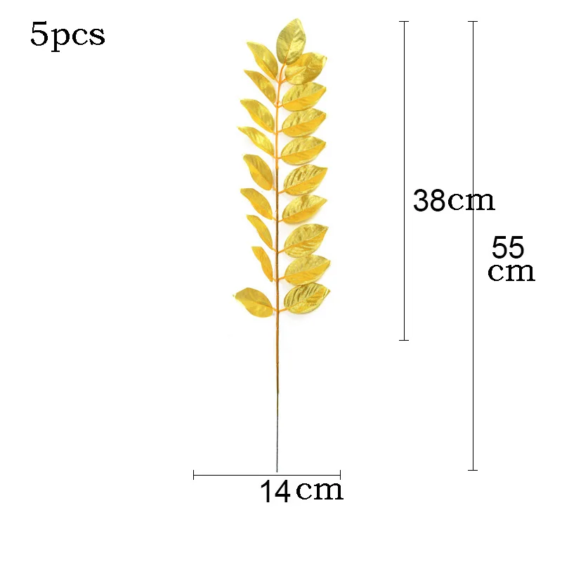 Искусственные листья из золотой ткани 5 шт. | Дом и сад