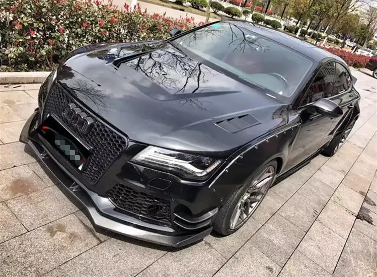 spesifikasi Penutup Pelindung Pisau Angin & Bibir Depan Serat Karbon Kualitas Tinggi Untuk Audi A7 S7 RS7 2011 2012 2013 2014 2015 2016 2017 2018