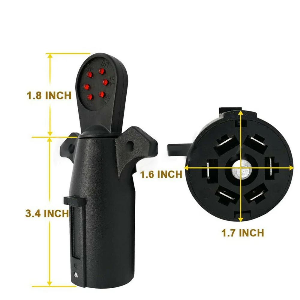 

1pcs American Standard 7 Pin Round Blade Electric Wiring Adapter Circuit Connector Tester 7 Pin RV Trailer Plug Signal Tester