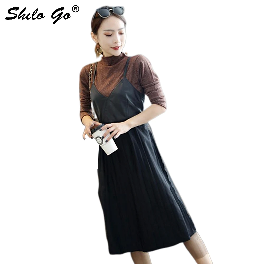 Платье из натуральной кожи Гламурное с v-образным вырезом сетчатый подол