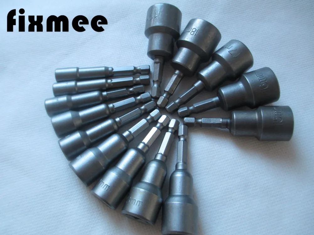 

14pcs 6mm~19mm Professional Magnetic Nut Driver Set Metric Socket 1/4" Hex Shank Impact Drill Bit Adapter For Power Tools