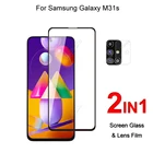 Полное покрытие стекло для Samsung Galaxy M31s Защитная пленка для экрана закаленное стекло взрывозащищенное и пленка для объектива камеры