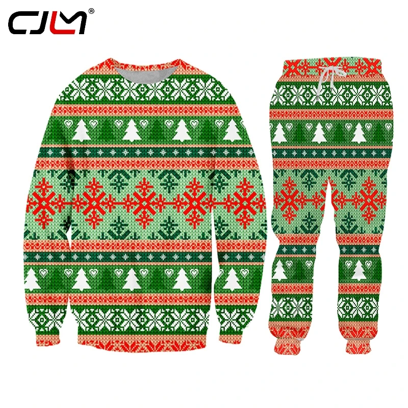 

CJLM 3D Christmas Halloween Sets Men Tracksuits Casual Pants Sportswear Pant Hoody Sweatshirt Male Suits Jogging Sweatpant 2 Pcs