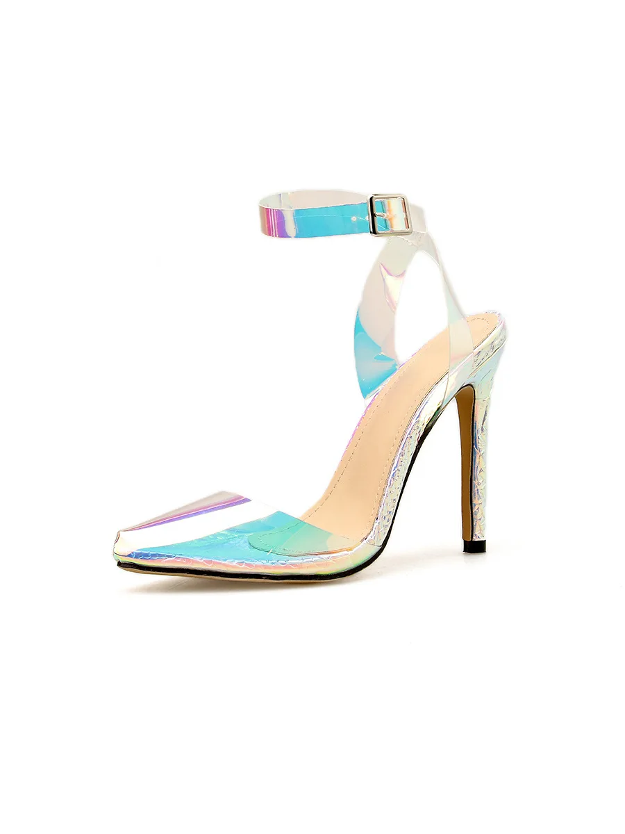 

Women Sandals PVC Pointed Toe Clear Transparent High Heel Pumps Stilettos Sexy Slingback Wedding Dress Shoes Summer Shoes