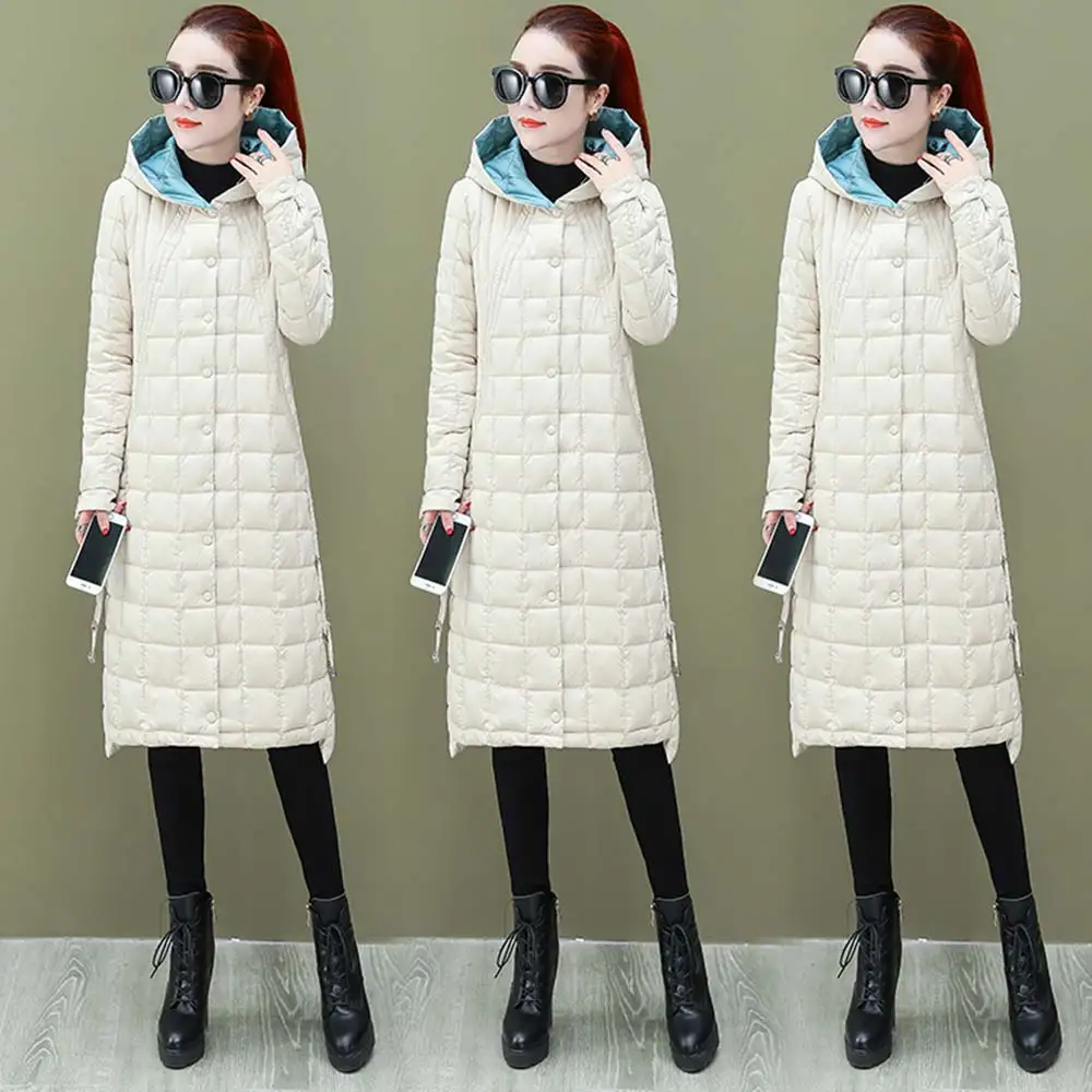Женское Стеганое пальто из зимней коллекции теплая длинная парка до колена с