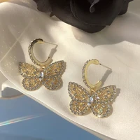 korean butterfly gold earrings fashion exaggerated crystal pendant earrings 2021 suitable for female girls jewelry party gifts