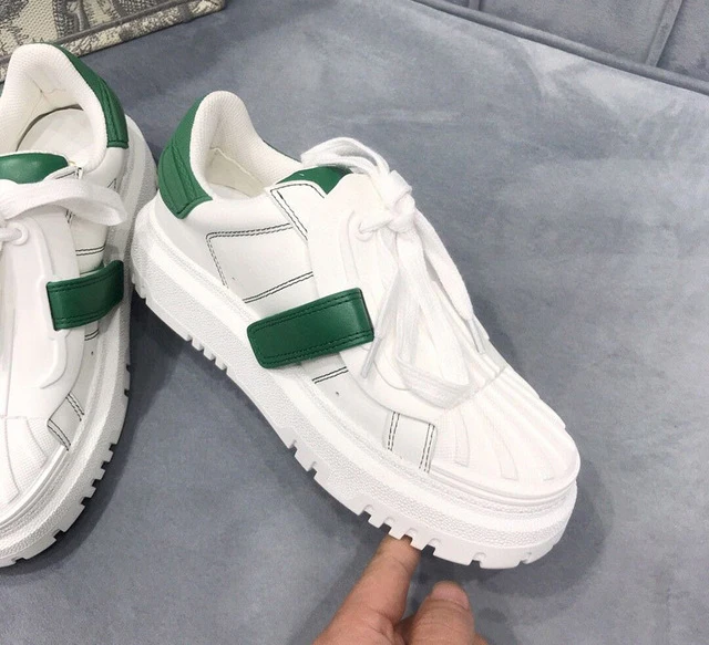 

2021 spring new color matching leather hot-selling shell-toe all-match casual sports board shoes thick-soled sports shoes women