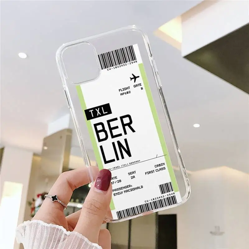 

Fashion air tickets Phone Case Transparent soft For iphone 5 5s 5c se 6 6s 7 8 11 12 plus mini x xs xr pro max