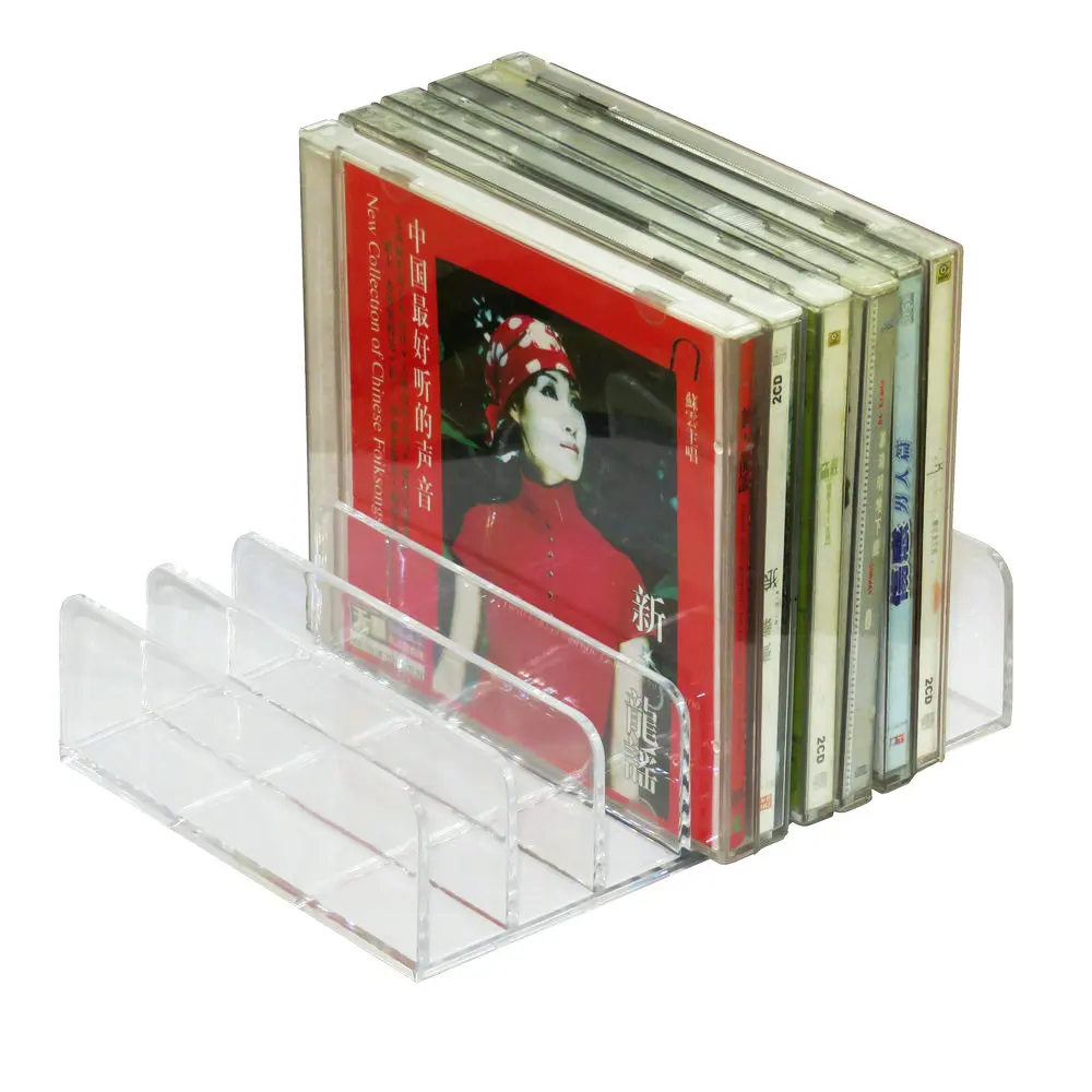 Стеллаж для хранения CD, DVD, чехол для драгоценностей, подставка, органайзер, Прозрачный декор для полки
