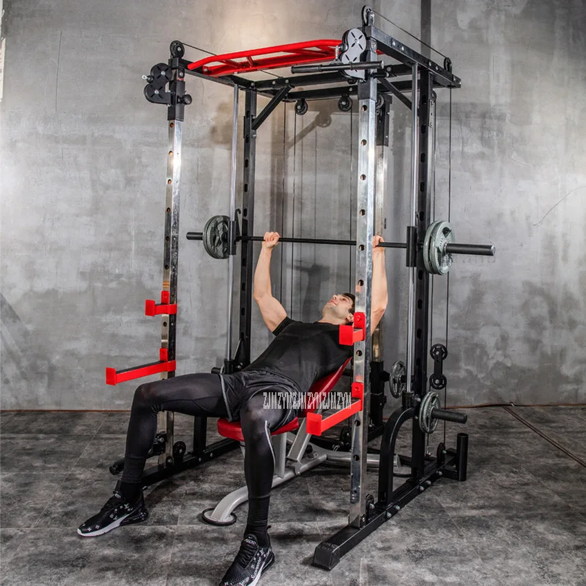 

J009A Multi-functional Trainer Pulling Rope Pull Up Bar Deep Squat Barbell Training Device Gym Combination Fitness Equipment