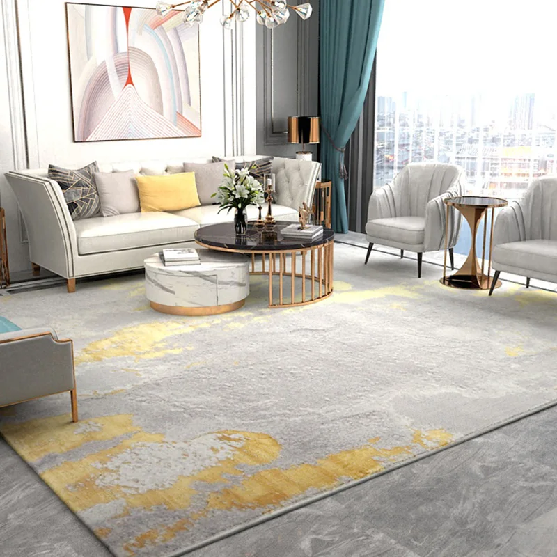 

Nordic Gold Gray Carpet Livingroom Home Rug Decor Thick Bedroom Carpets Modern Area Rugs Design Floor Mat Room Study