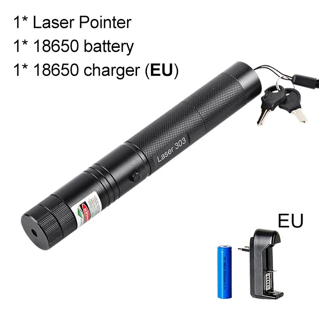 EU Charger 10000 м лазерная указка 5 МВт 18650 аккумуляторный светодиодный фонарик 532нм 303 зеленая ручка Видимый луч света светодиодный фонарик - Испускаемый цвет: EU Charger