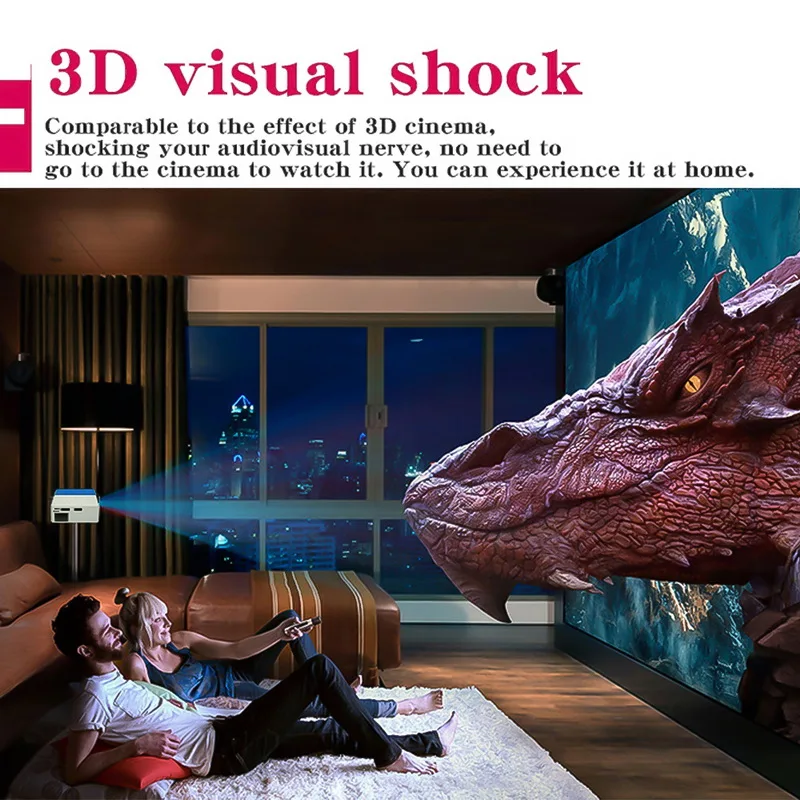 Мини-проектор карманный проектор 1080P для детей подарок видео ТВ кино вечерние