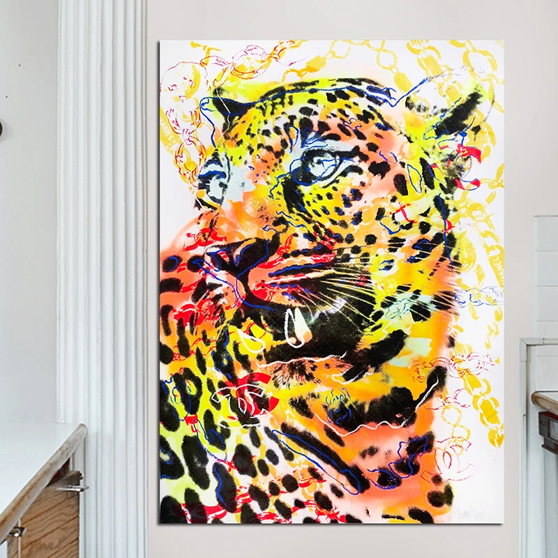 Картина маслом дикий Ягуар современный постер с HD изображением акварели картины