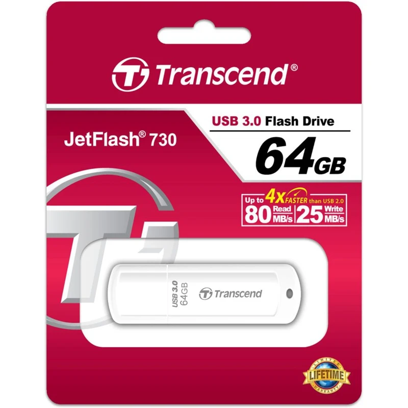 Флешка USB TRANSCEND Jetflash 730 64Гб USB3.0 белый (ts64gjf730)|USB флэш-накопители| |