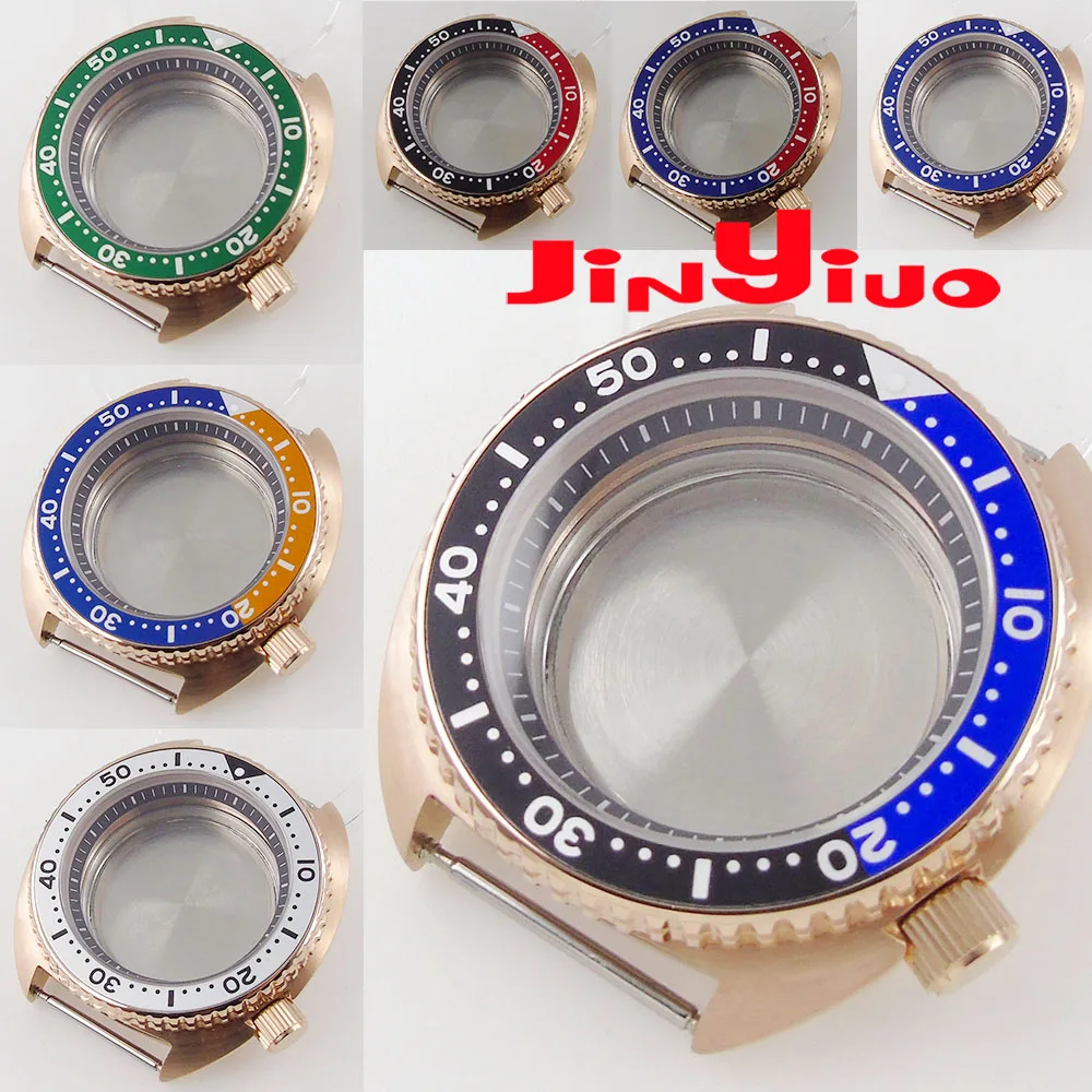 

New Brushed Rose Gold Coated 45mm Watch Case fit NH35A NH36A Flat Sapphire Glass Chapter Ring