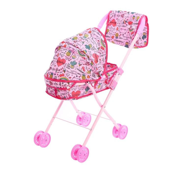 Коляска для кукол с сумкой Улыбнись! универсальная металлический каркас |