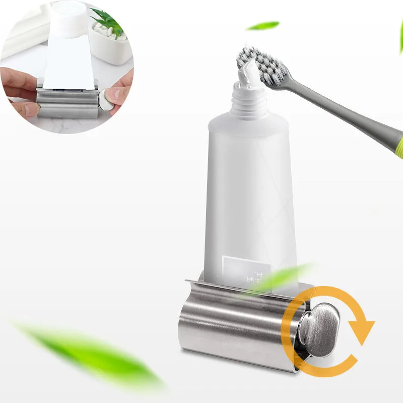 

Автоматический диспенсер для зубной пасты, держатель для зубных щеток из нержавеющей стали, косметическая вращающаяся выжималка, аксессуа...