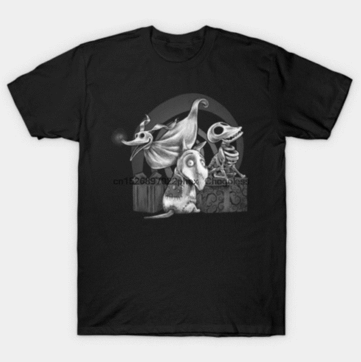 

Creepy Dogs Tim Burton Sparky Zero Frankenweenie Black T-Shirt S-6Xl