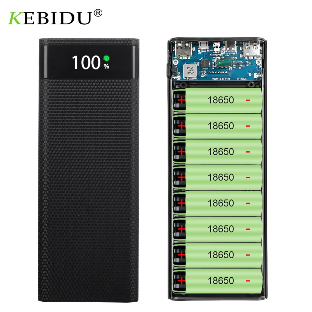 Корпус внешнего аккумулятора Micro USB Type-C 5 В 8x18650 быстрая зарядка без |