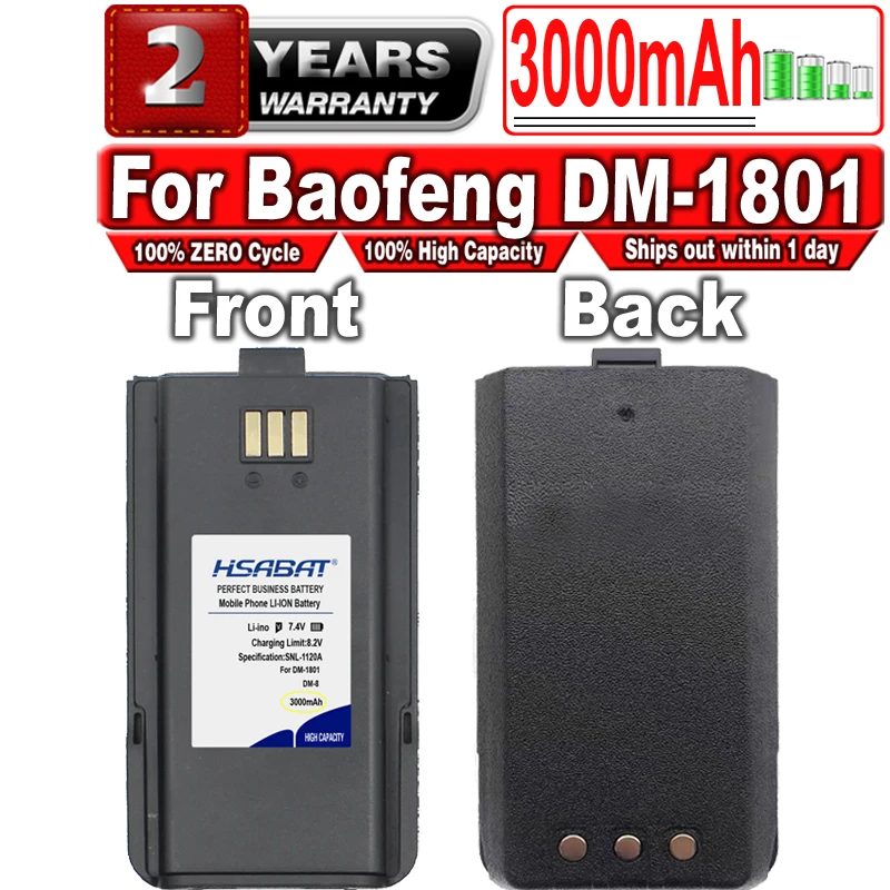 

HSABAT 3000 мА/ч, Батарея для Baofeng DM-1801 иди и болтай Walkie Talkie “иди и DM1801 радио