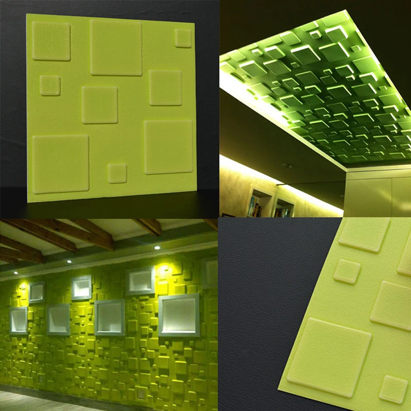 Green 1 шт. 30*30 см DIY самоклеющиеся ПЭ пены 3D обои анти-столкновения водонепроницаемые обои для спальни гостиной украшения стен - Цвет: Green