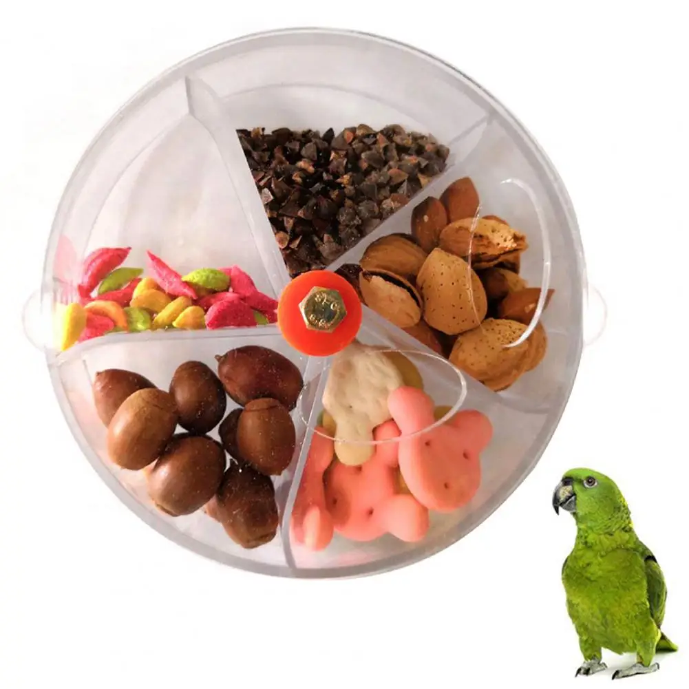 

Bowl Transparent Resistant Bite Blue Wheel Training Toy Bird Feeder for Birds