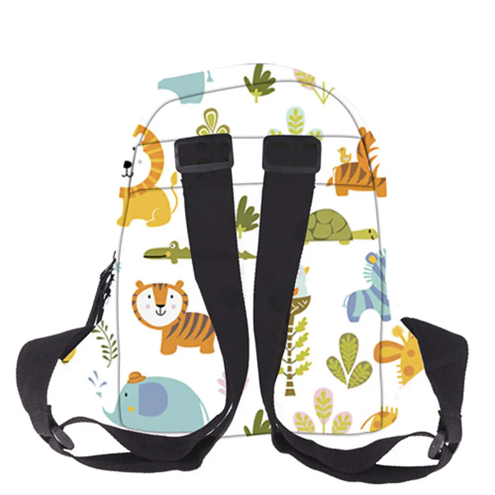 Cute Zoo Backpack For Girls And Boy Print White Mini Backpack Women Kid School Bag 1 Grade Mochila