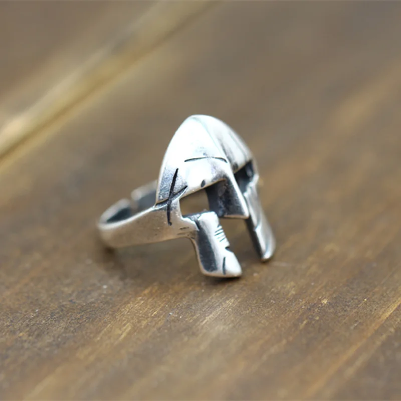 Leouerry винтажная спартанская маска Открытое кольцо Серебро S925 пробы