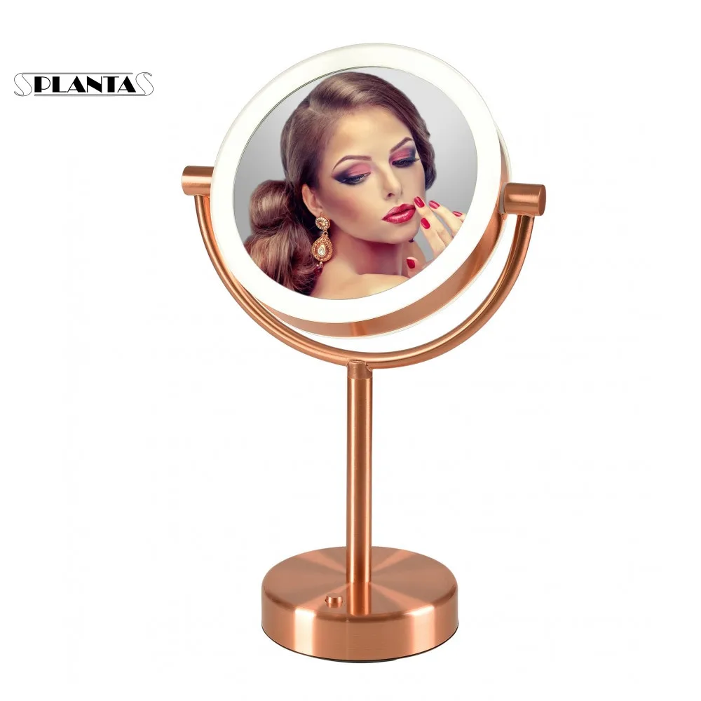 Зеркало косметическое PLANTA PLM 1725 Copper 2х стороннее яркая LED подсветка поворот 360°