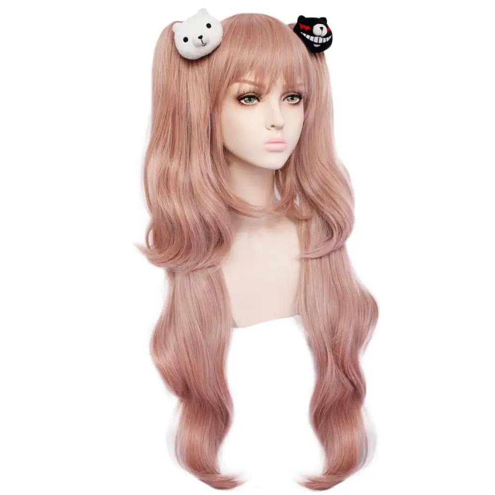 Women Anime Dangan Ronpa Enoshima Junko Wig Danganronpa Hair Halloween Wigs + White Black Bear Hairpins Cosplay Costume | Тематическая