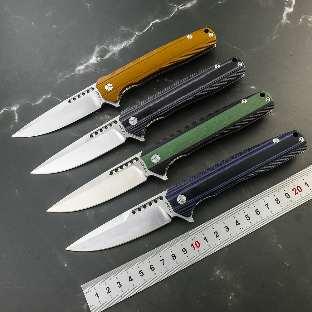 

Y-START 14C28N Steel Satin Blade Folding Knife G10 Handle Outdoor Camping Hunting Pocket Defense Fishing EDC Tools