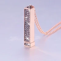custom name necklace personlized bar crystal necklace stainless steel shrinkable bling zircon diy pendant chain birthday%e2%80%99s gifts