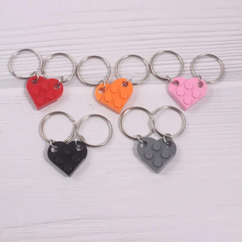 

MOC 2 x 3 Red & Blue & Yellow Love Heart for Lover Red Keychain Keyring NEW educational building blocks figures
