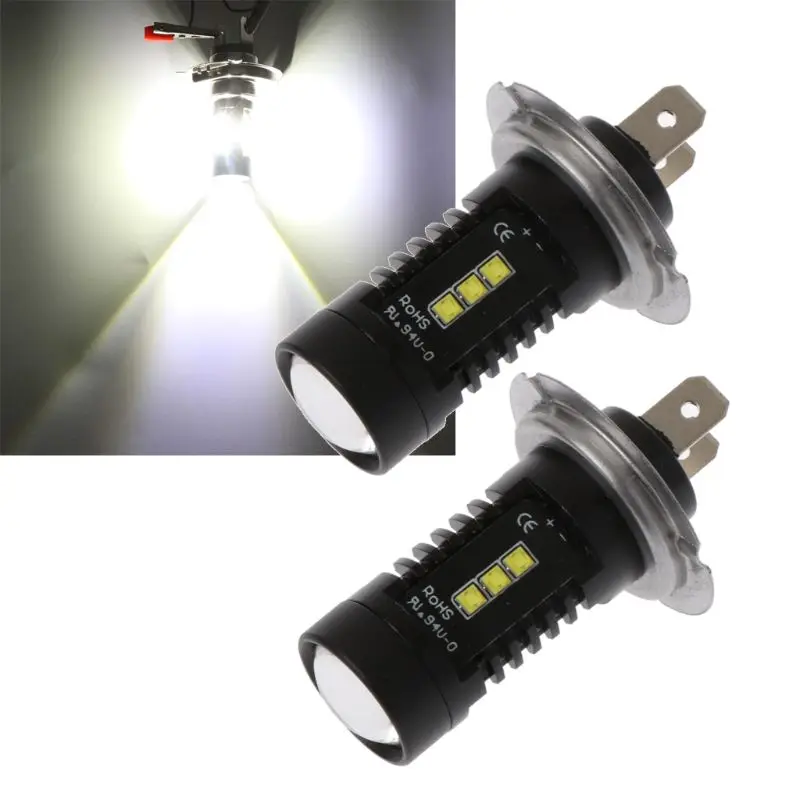 

D2TB A Pair H7 Car Fog Lights 12 Beads LED Headlight White Highlight Bulbs