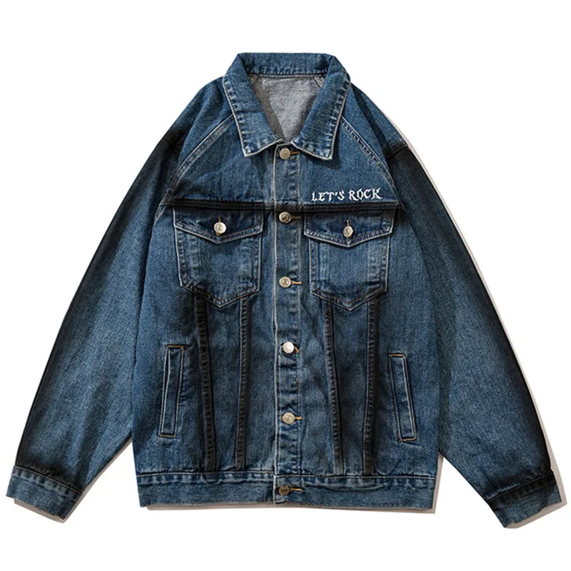 

Готическая уличная хип-хоп джинсовая куртка с буквенным принтом винтажное джинсовое Пальто Harajuku панк повседневные свободные куртки модная...