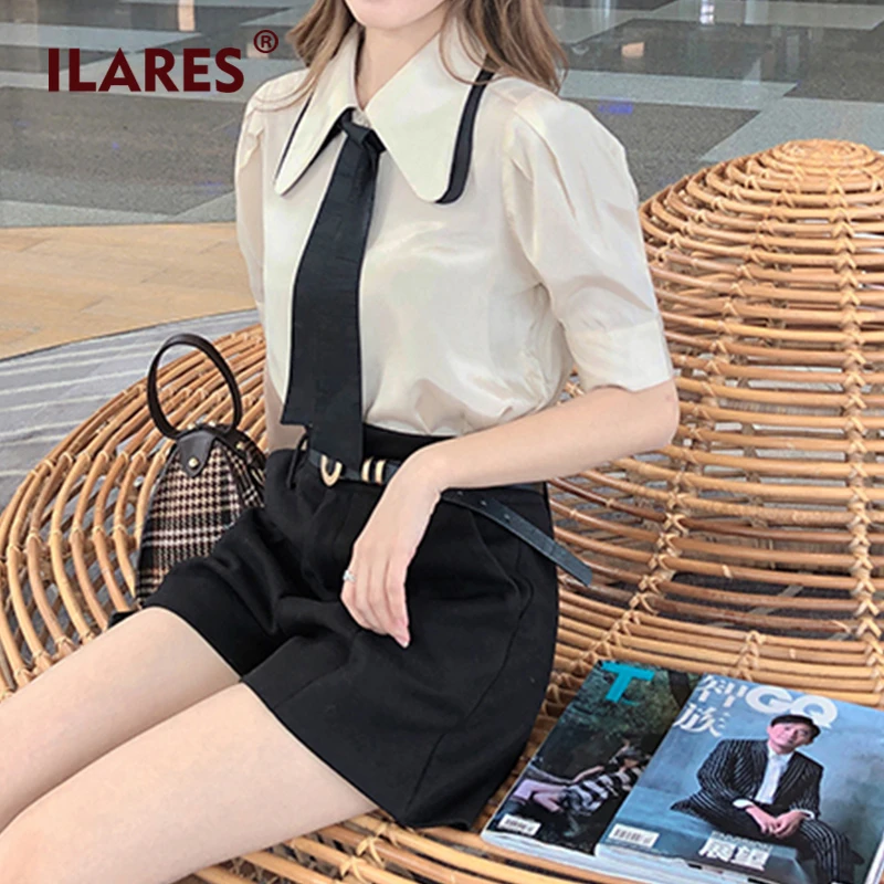 ILARES женская блузка плюс размер рубашка винтажная элегантная короткий рукав
