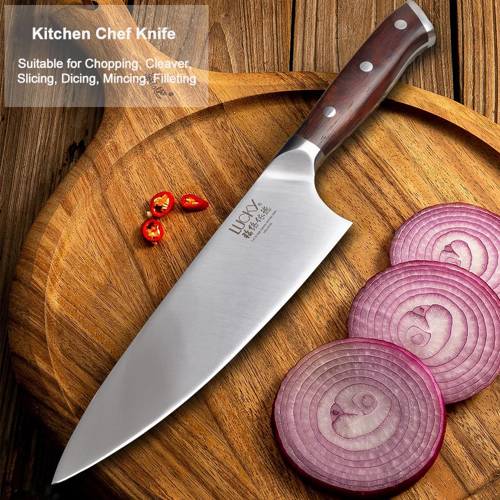 Chef Kitchen Knife Set Germany DIN 1.4116 Stainless Steel Super Sharp Gyuto Cleaver Paring Knives with Yellow Sandalwood 50-52 | Дом и сад