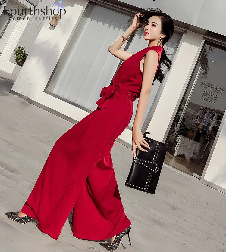 Женский свободный комбинезон на завязках черные или красные комбинезоны с