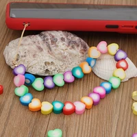 simple bohemian ethnic style short mobile phone lanyard color soft ceramic beaded cell phone chain