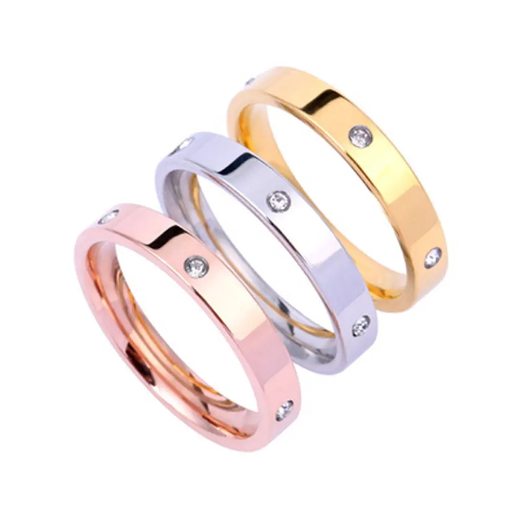 

3pcs Life Love Friendship Ring With Cubic Zirconia Stones Stainless Steel Promise Ring Wedding Band Jewelry Birthday Present
