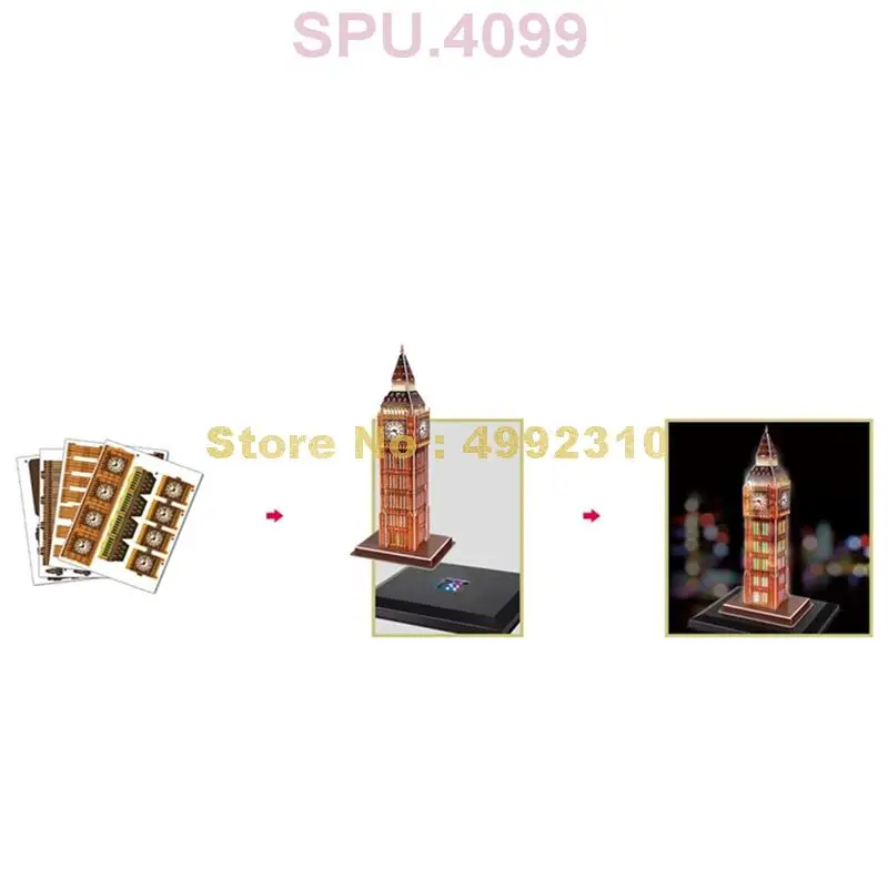 28 шт. всемирно известная архитектура Лондона Биг-Бен со светодиодной 3d бумажной