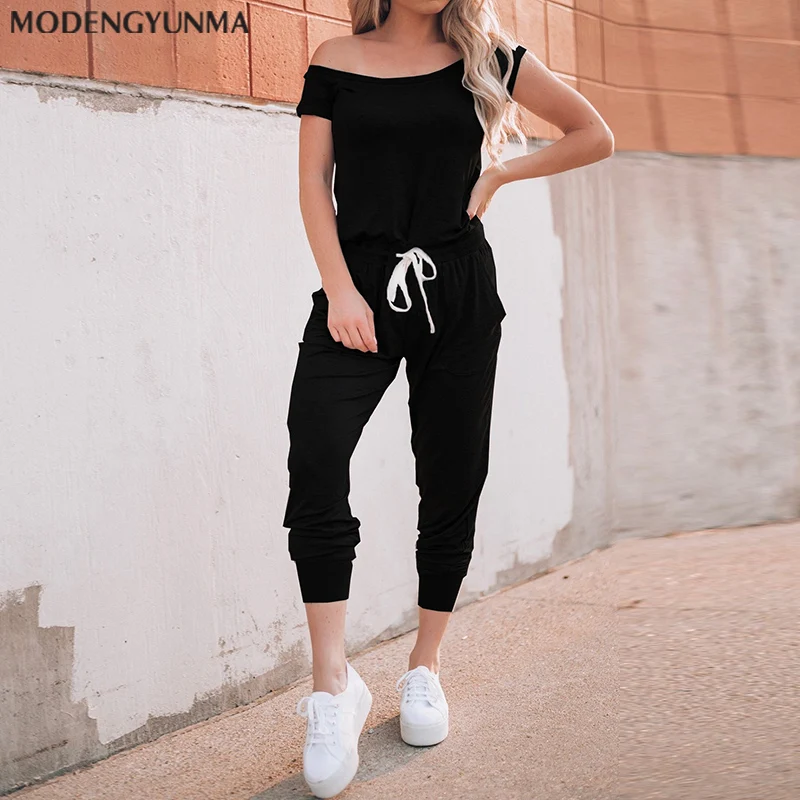 Женский очень удобный однотонный комбинезон Модные свободные брюки на завязках