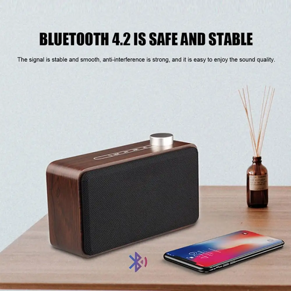 High Quality Wooden Bluetooth Speaker Touch Control Subwoofer Stereo MP3 Support TF Card AUX USB Music Sound Box | Электроника
