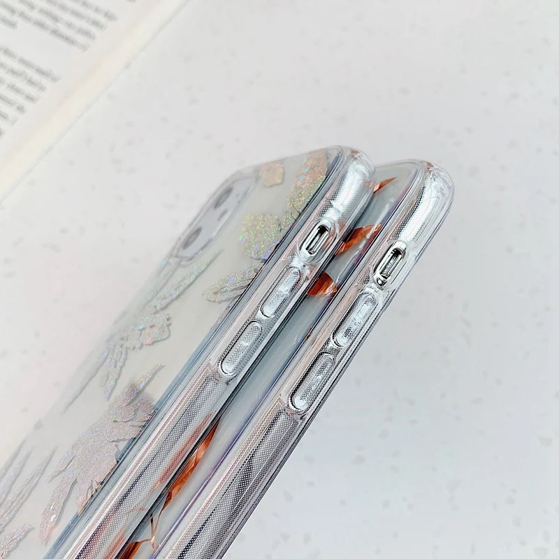 N1986N покрытие из розового золота для iPhone 11 11 Pro Max X XR XS Max 7 8 Plus чехол для телефона роскошный художественный лист Дерево мягкий IMD для iPhone 11