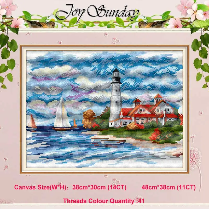 

The seaside lighthouse patterns counted 11CT 14CT scenery Cross Stitch Set DIY Cross-stitch Kit Embroidery Needlework Home Decor