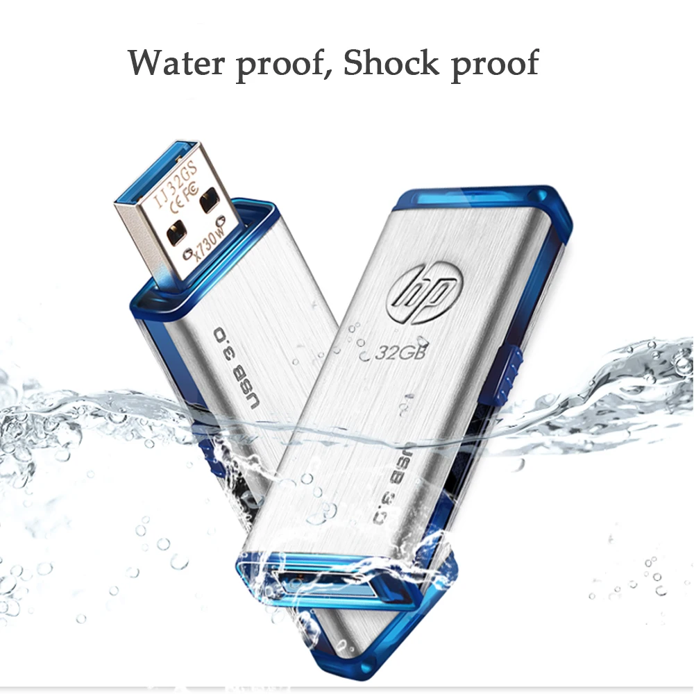 Металлический USB флеш накопитель HP 3 0 32 ГБ 64 128 флешка водонепроницаемая карта