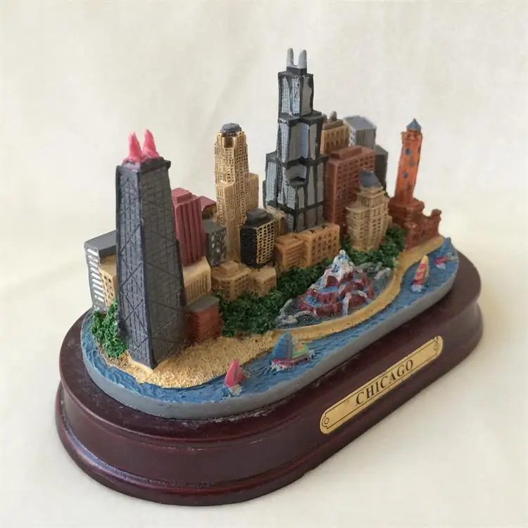U.S Chicago Block Building Model Creative Resin Crafts World Famous Landmark Tourism Souvenir Gifts Collection Home Decor | Дом и сад