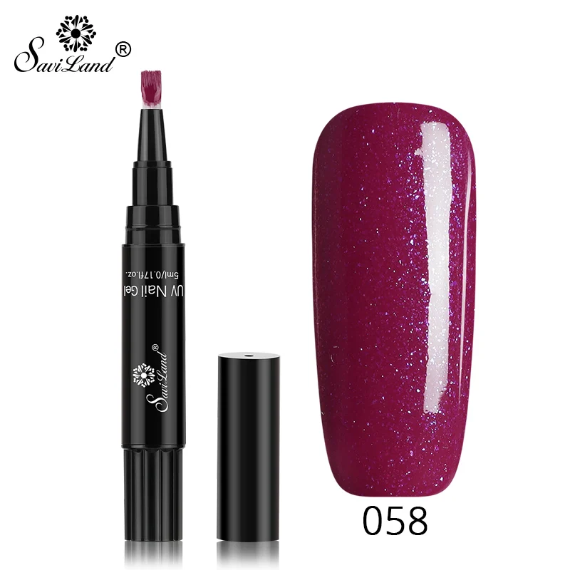 Saviland 60 цветов один шаг лак для ногтей ручка 3 в 1 гель лак для ногтей ручка блеск цвета гель для ногтей Легкий в использовании УФ-дизайн ногтей - Цвет: 058