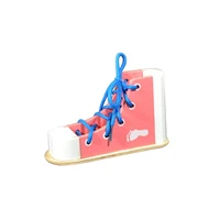 1set wooden shoe tying board with shoelace for baby learning brain development interactive jigsaw diy craft toy h9ef
